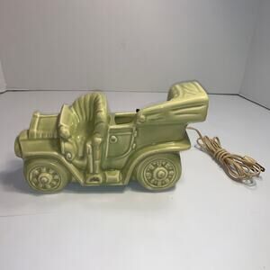 Mid Century MCM Green McCoy Made Car TV Lamp /Planter From Buckingham Ceramics